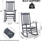 Outvita Outdoor Rocking Chair, Solid Wood High Back Rocker, All Weather Lounge - Image 3