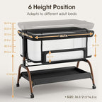 Baby Bassinet Bedside Crib, 3-in-1 Baby Bassinet Bedside Sleeper - Image 6