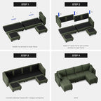 Belffin U Shaped Couch with Reversible Chaises Sectional Couches - Image 8