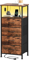 Somdot Tall Nightstand with Charging Station and LED Light by Somdot