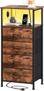 Somdot Tall Nightstand with Charging Station and LED Light by Somdot