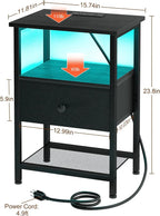 LOAKEKEL LED Night Stand with Charging Station, Small Bedside Table with USB - Image 7