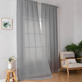 Simplebrand Grey Sheer Curtains 96 Inches Long, Light Filtering Rod Pocket by Simplebrand