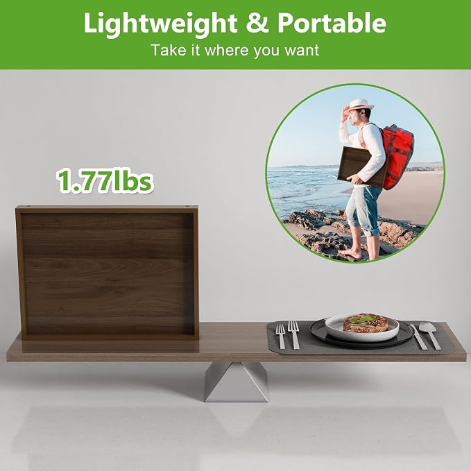 Artmeer Bed Tray Table with Folding Legs, Bamboo Breakfast in Bed - Image 5