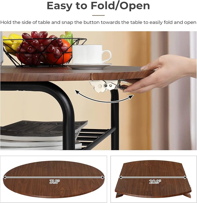 VINGLI 31.5" Drop Leaf Dining Table Set - Image 5