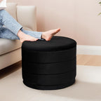 23" Upholstered Round Velvet Ottoman - Image 5