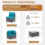 MOCHITO 5 Pieces Outdoor Patio Furniture Sets, All-Weather Sectional Sofa Dark - Image 5
