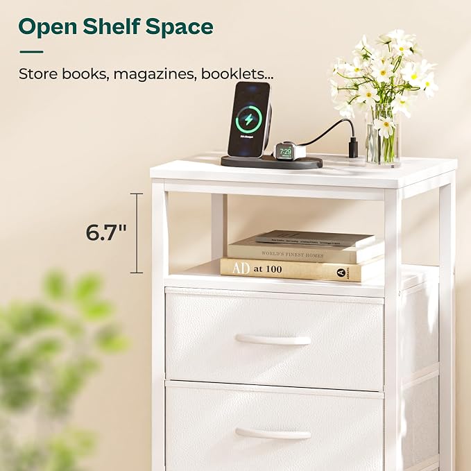 Huuger White Dresser with 5 Drawers & Charging Station, Tall Dresser - Image 9