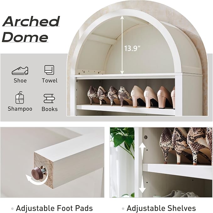 IFGET 71" Tall Arched Bookshelf, 7 Tiers Arch Bookcase - Image 3