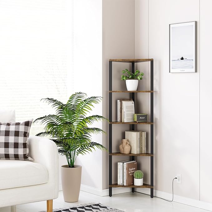 TUTOTAK Corner Shelf with LED Light, 5-Tier Corner Bookshelf - Image 9