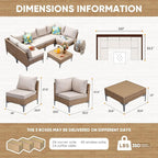 JOYURE 7 Piece Wicker Patio Furniture Set, Outdoor Conversation Sectional Sofa - Image 3