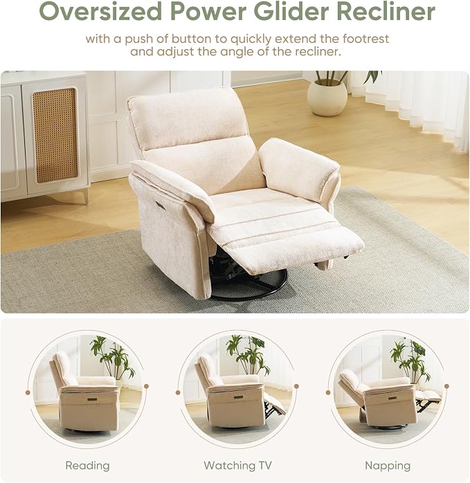 Oversized Power Recliner Chair Swivel Glider - Image 5