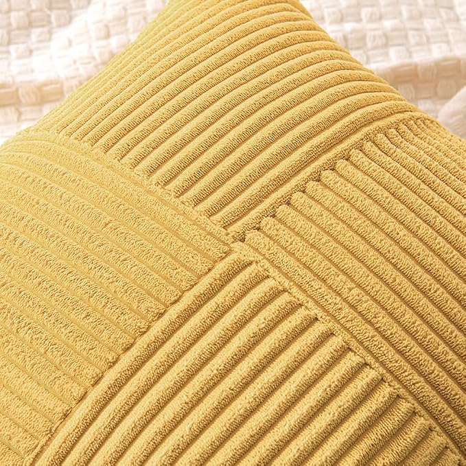 MIULEE Golden Mustard Decorative Lumbar Throw Pillow Covers 12x20 in 2 Pack | - Image 2