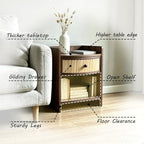 Wooden Nightstand with Drawer and Open Storage Shelf, Curved Front Bedside Table - Image 4