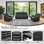 3-Piece Couch Living Room Furniture Sets, Sectional Recliner Sofa Set, Leather - Image 6