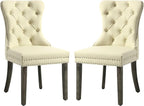 KCC Faux Leather Dining Chairs Set of 2, Upholstered High-end Tufted Dining by KCC