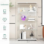 Display Cabinet with Glass Door and Lock, 4-Shelf Curio Cabinets with 5mm - Image 2