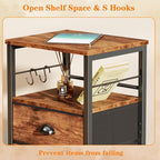 Furologee Nightstand with 2 Fabric Drawers, Night Stand with 2-Tier Shelf - Image 6