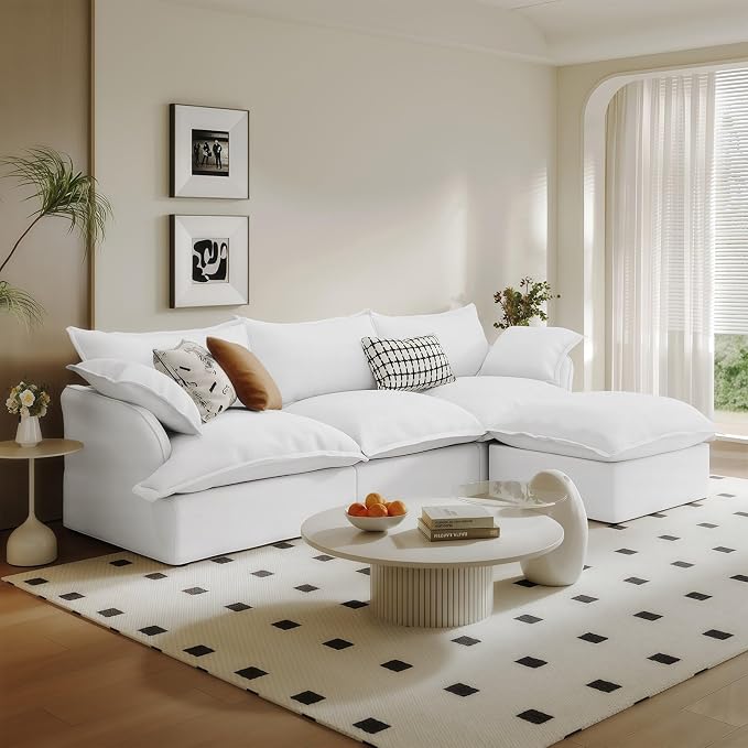Waterproof Cloud Sectional Sofa, 114.2" Large L Shape Stain Resistant Modular - Image 6