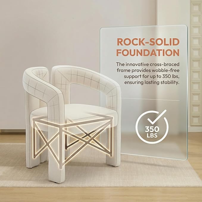 Hyfirm Upholstered Barrel Dining Chair, Linen Fabric Modern Accent Vanity Chair - Image 7