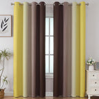 Brown and Yellow Blackout Curtains 52Wx96L Inch 2 Panels | Thermal Insulated - Image 2