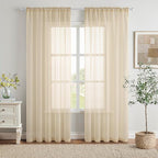 MIULEE 2 Panels Sheer Curtains for Living Room 54 X 45 Inches Cream | Window by MIULEE