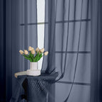 Extra Long Navy Blue Sheer Curtains 96 Inches Long 2 Panels Set, Soft - Image 6