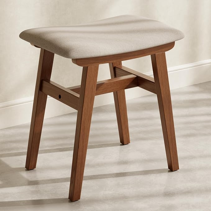Muwuele Solid Wood Vanity Stool, Compact Makeup Chair by Muwuele