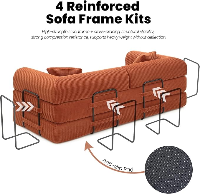 79'' Folding Sofa Bed, Convertible Sleeper Couch - Image 6