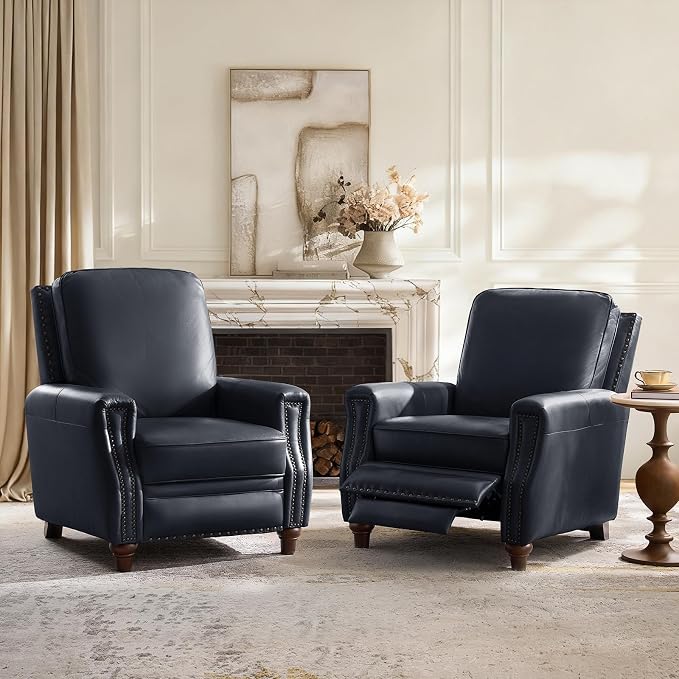 HULALA HOME Genuine Leather Manual Recliner Chairs Set of 2 - Image 9