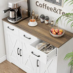HOSTACK Modern Farmhouse Sideboard Buffet Cabinet, Barn Doors Buffet Storage - Image 7