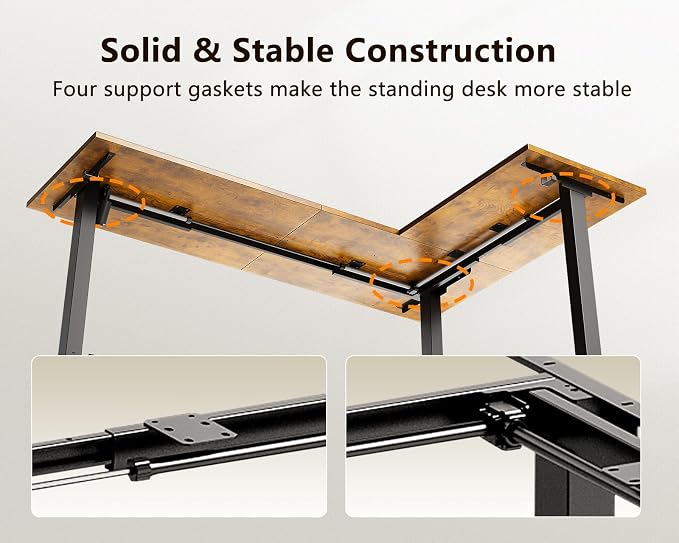 Casaottima 63 Inch Reversible L Shaped Electric Standing Desk, Ergonomic Height - Image 7