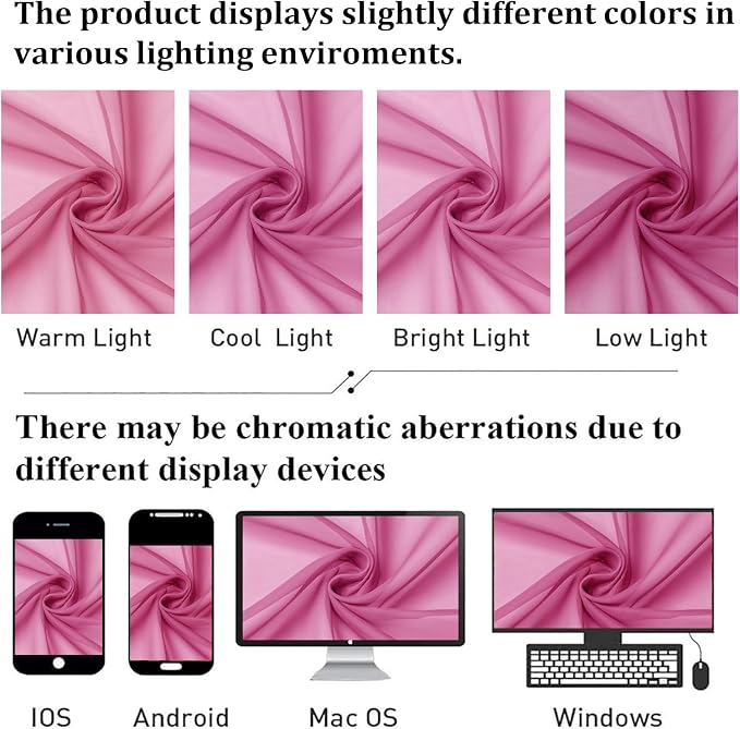 Hot Pink Sheer Curtains 63 Inch Length 2 Pcs, Solid Voile Long Light Filtering - Image 4