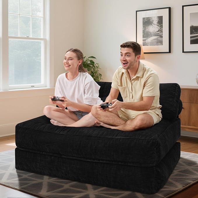 HABUTWAY Folding Sofa Bed, Foldable Floor Sofa Lounge w/Dual-Pillow & Handle - Image 3