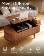 Fluted Oval Lift Top Coffee Table - Image 6