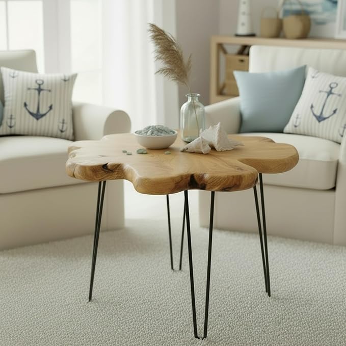 WELLAND Live Edge Cedar Coffee Table 32" W x 32" D x 20.5" H Rustic Round Table - Image 8
