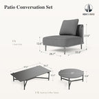 HERA'S HOUSE Metal Patio Furniture Set, Modular 5 Seats and 1 Nesting Coffee - Image 9
