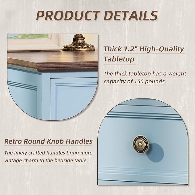Joaxswe 24" Wide Farmhouse Night Stand, Large End Table - Image 6