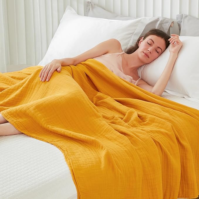 EMME Muslin Blankets for Adults Throw Blanket for Couch Breathable Gauze Soft - Image 3