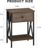 VECELO Nightstands Set of 2, Modern Bedside End Tables, Night Stands - Image 3