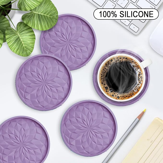 ME.FAN Silicone Coasters with Holder, Drinking Coasters - Image 2