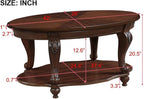 Oval Wood Coffee Table for Living Room, 2-Tier Solid Wood Coffee Table - Image 3