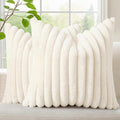decorUhome Fall Faux Fur Throw Pillow Covers 22x22 Set of 2 Cream White | by decorUhome
