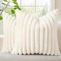 decorUhome Fall Faux Fur Throw Pillow Covers 16x16 Set of 2 Cream White | by decorUhome