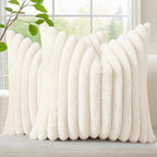 decorUhome Fall Faux Fur Throw Pillow Covers 26x26 Set of 2 Cream White | by decorUhome