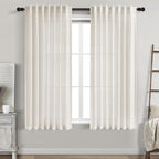 Cream Linen Curtains 61 Inch Length by Nanspring