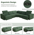 Power Recliner Sectional Sofa, L-Shaped Living Room Furniture Set, Flannel - Image 4