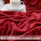 Exclusivo Mezcla Soft Waffle Fleece Bed Blanket Queen Size, Deep Red | - Image 6