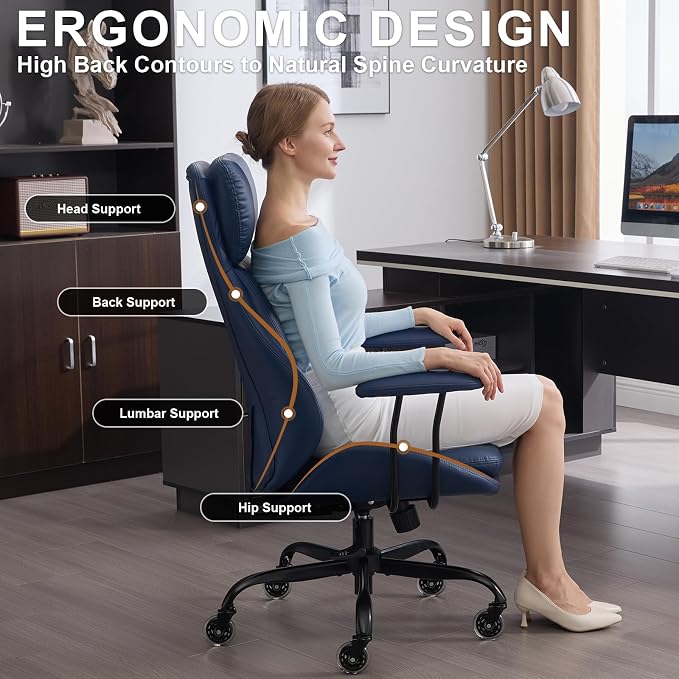 E-Motie Office Chair, Leather Desk Chair - Image 3