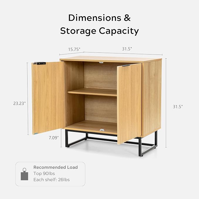 EYYTHUNG Fluted Cabinet with Storage, Sideboard Buffet Cabinet with Adjustable - Image 3